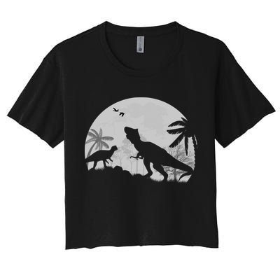 T-Rex In The Moon Crop Top