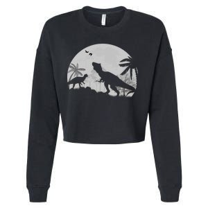 T-Rex In The Moon Cropped Pullover Crew