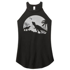 T-Rex In The Moon Women's Perfect Tri Rocker Tank