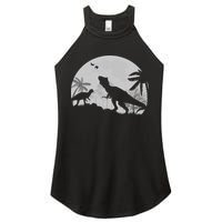T-Rex In The Moon Women's Perfect Tri Rocker Tank