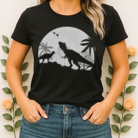 T-Rex In The Moon Womens T-Shirt