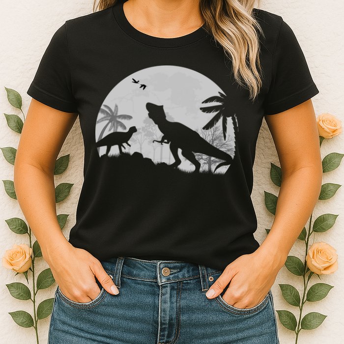 T-Rex In The Moon Womens T-Shirt