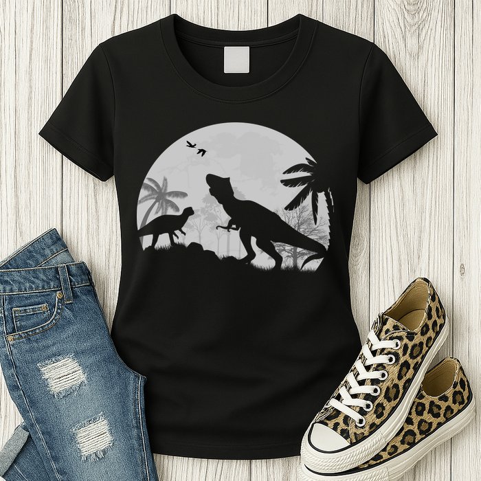 T-Rex In The Moon Womens T-Shirt