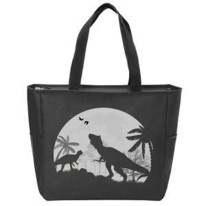 T-Rex In The Moon Zip Tote Bag