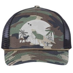 T-Rex In The Moon Retro Rope Trucker Hat Cap