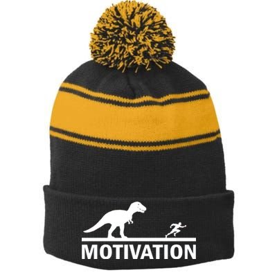 T-Rex Motivation Stripe Pom Pom Beanie