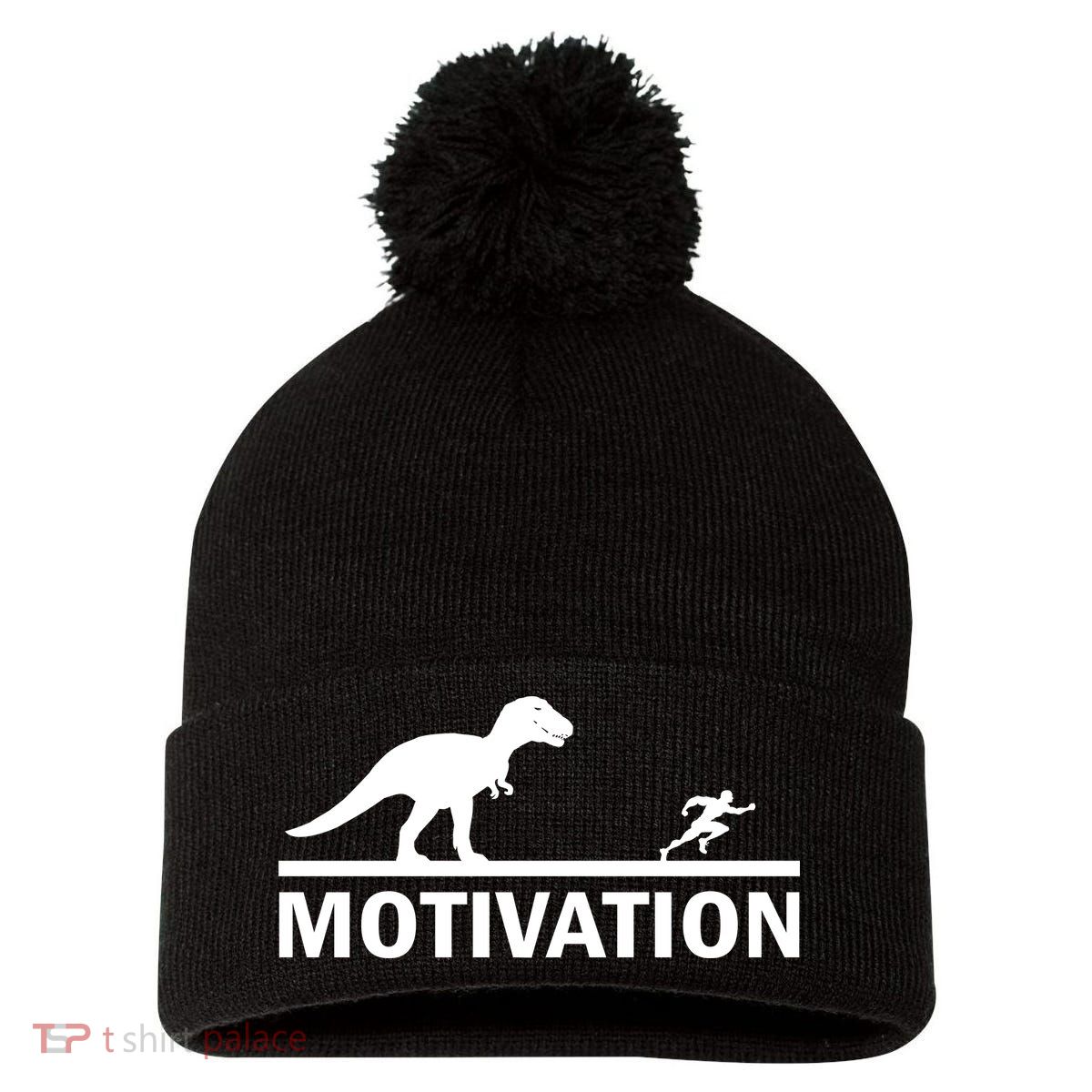 T-Rex Motivation Pom Pom 12in Knit Beanie