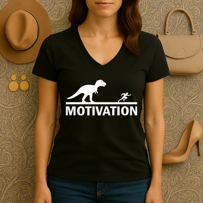 T-Rex Motivation Women's V-Neck T-Shirt