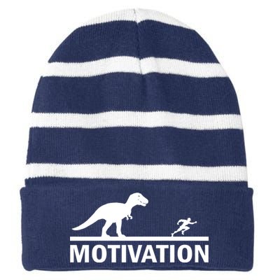 T-Rex Motivation Striped Beanie with Solid Band