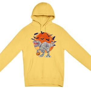 T-Rex Mummy Attack Spooky Halloween Premium Pullover Hoodie