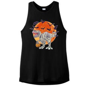 T-Rex Mummy Attack Spooky Halloween Ladies PosiCharge Tri-Blend Wicking Tank