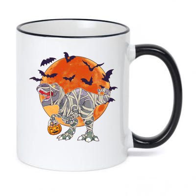 T-Rex Mummy Attack Spooky Halloween 11oz Black Color Changing Mug