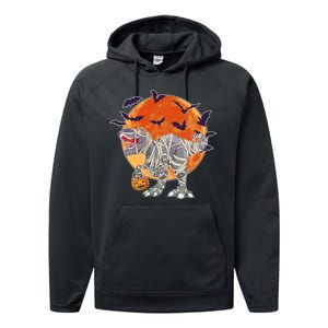 T-Rex Mummy Attack Spooky Halloween Performance Fleece Hoodie