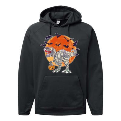 T-Rex Mummy Attack Spooky Halloween Performance Fleece Hoodie