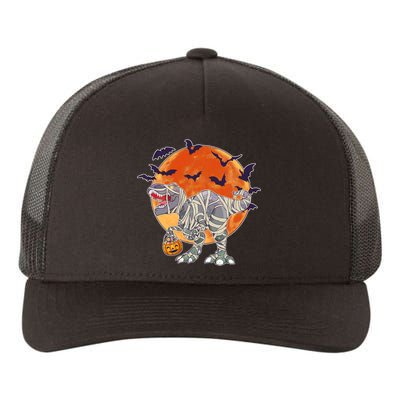 T-Rex Mummy Attack Spooky Halloween Yupoong Adult 5-Panel Trucker Hat