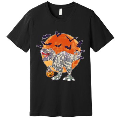 T-Rex Mummy Attack Spooky Halloween Premium T-Shirt