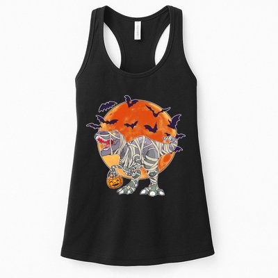 T-Rex Mummy Attack Spooky Halloween Womens Tank Top