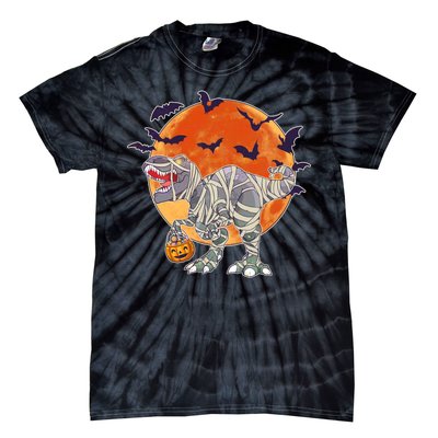 T-Rex Mummy Attack Spooky Halloween Tie-Dye T-Shirt