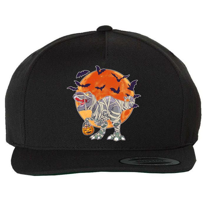 T-Rex Mummy Attack Spooky Halloween Wool Snapback Cap