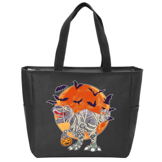 T-Rex Mummy Attack Spooky Halloween Zip Tote Bag