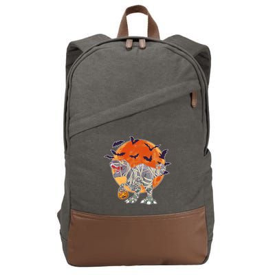T-Rex Mummy Attack Spooky Halloween Cotton Canvas Backpack