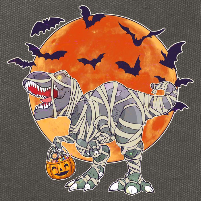 T-Rex Mummy Attack Spooky Halloween Cotton Canvas Backpack