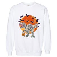 T-Rex Mummy Attack Spooky Halloween Garment-Dyed Sweatshirt