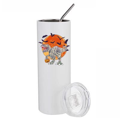 T-Rex Mummy Attack Spooky Halloween Stainless Steel Tumbler