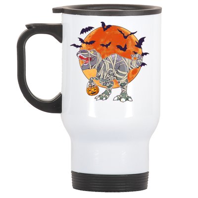 T-Rex Mummy Attack Spooky Halloween Stainless Steel Travel Mug