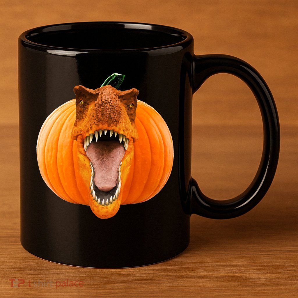 T-REX Pumpkin Face 11oz C Handle Ceramic Mug