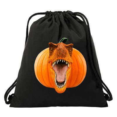 T-REX Pumpkin Face Drawstring Bag