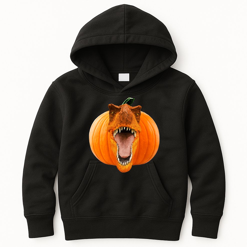 T-REX Pumpkin Face Kids Hoodie