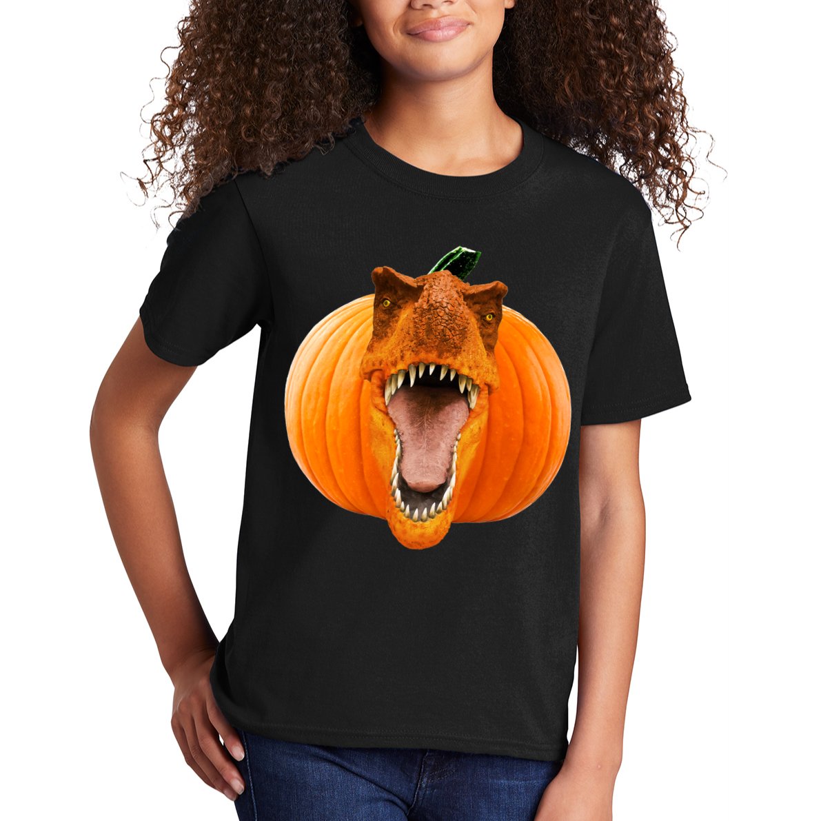 T-REX Pumpkin Face Kids T-Shirt
