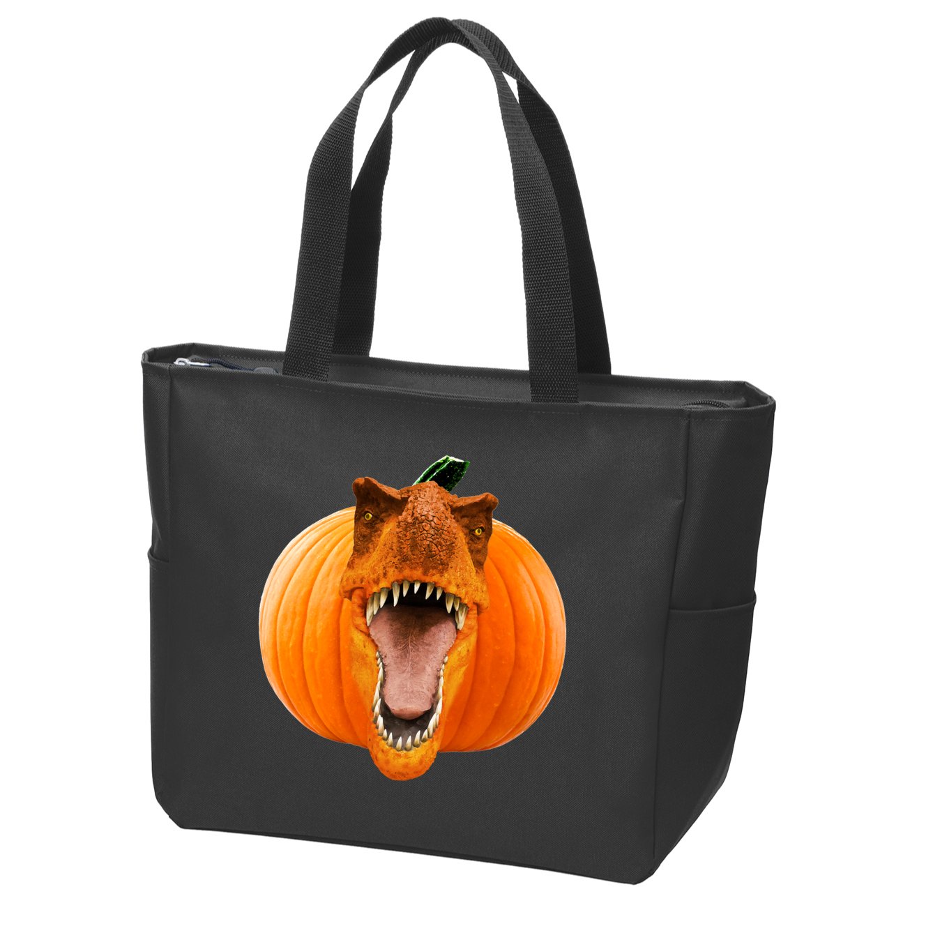 T-REX Pumpkin Face Zip Tote Bag