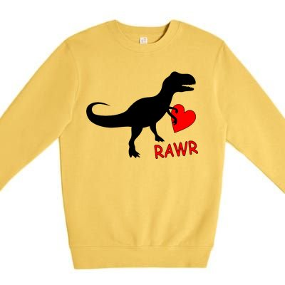 T-Rex Rawr Heart Dinosaur Valentine's Day Premium Crewneck Sweatshirt