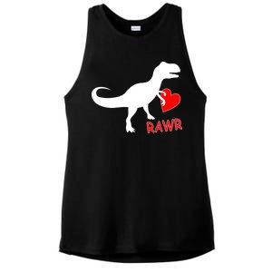 T-Rex Rawr Heart Dinosaur Valentine's Day Ladies PosiCharge Tri-Blend Wicking Tank