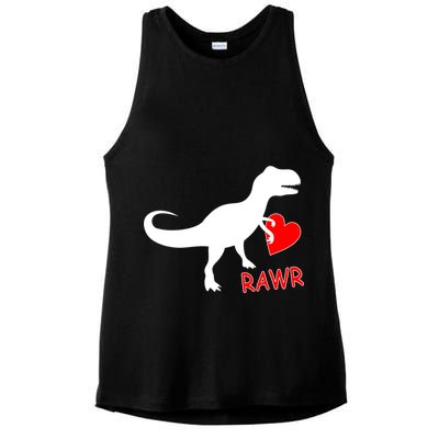T-Rex Rawr Heart Dinosaur Valentine's Day Ladies PosiCharge Tri-Blend Wicking Tank