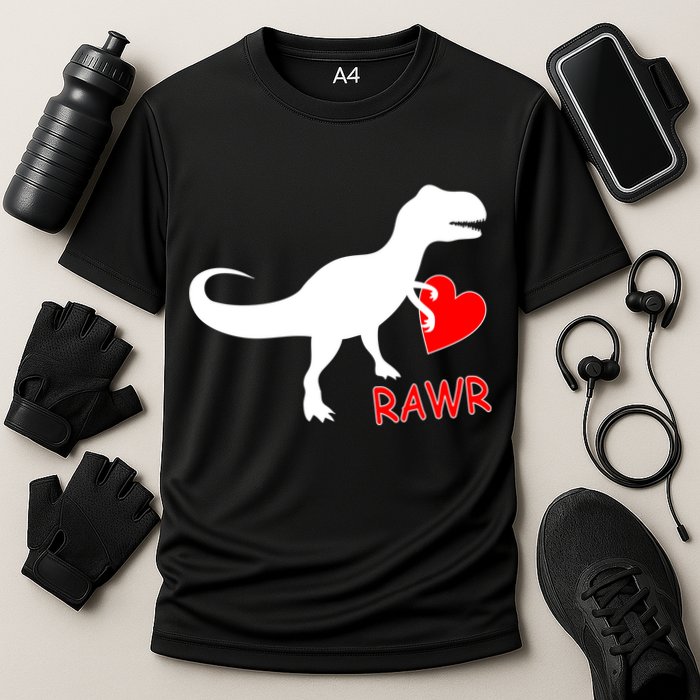 T-Rex Rawr Heart Dinosaur Valentine's Day Cooling Performance Crew T-Shirt