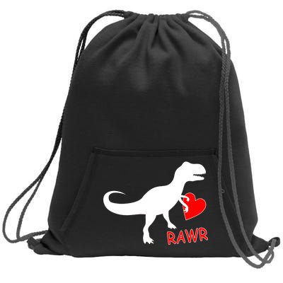 T-Rex Rawr Heart Dinosaur Valentine's Day Sweatshirt Cinch Pack Bag