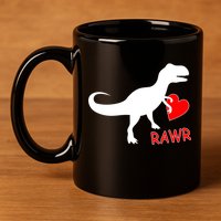 T-Rex Rawr Heart Dinosaur Valentine's Day 11oz C Handle Ceramic Mug