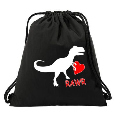 T-Rex Rawr Heart Dinosaur Valentine's Day Drawstring Bag