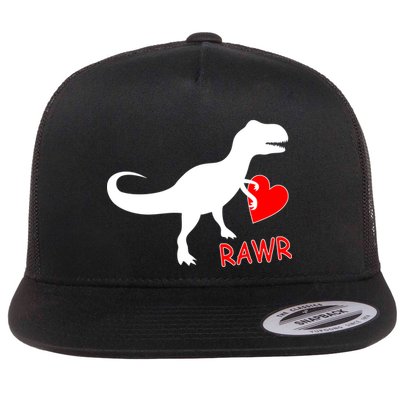 T-Rex Rawr Heart Dinosaur Valentine's Day Flatbill Hat