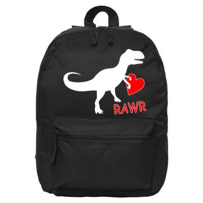 T-Rex Rawr Heart Dinosaur Valentine's Day 16 in Basic Backpack