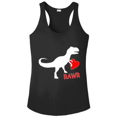T-Rex Rawr Heart Dinosaur Valentine's Day Ladies PosiCharge Competitor Racerback Tank