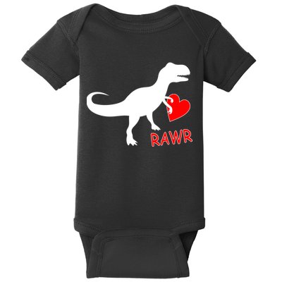 T-Rex Rawr Heart Dinosaur Valentine's Day Baby Bodysuit