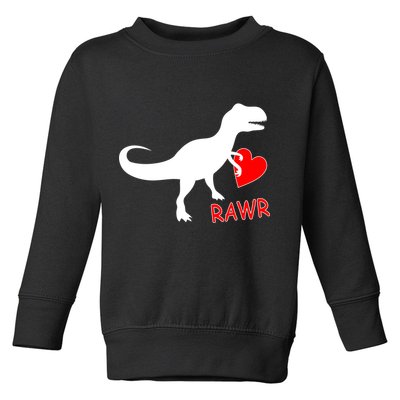 T-Rex Rawr Heart Dinosaur Valentine's Day Toddler Sweatshirt