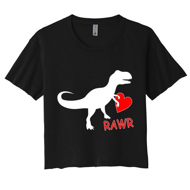 T-Rex Rawr Heart Dinosaur Valentine's Day Crop Top