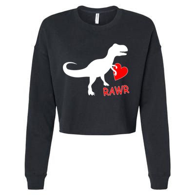 T-Rex Rawr Heart Dinosaur Valentine's Day Cropped Pullover Crew