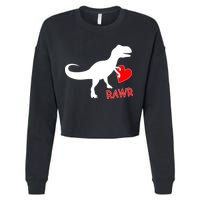 T-Rex Rawr Heart Dinosaur Valentine's Day Cropped Pullover Crew