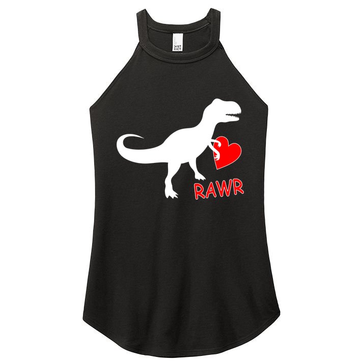 T-Rex Rawr Heart Dinosaur Valentine's Day Women's Perfect Tri Rocker Tank